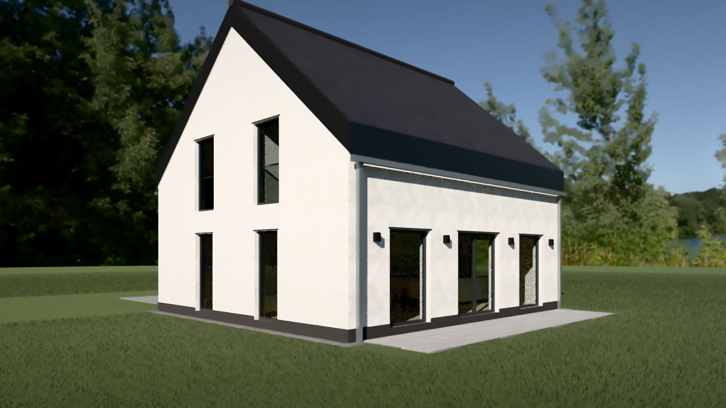 Das Haus von Südwesten, Garten und Terrasse